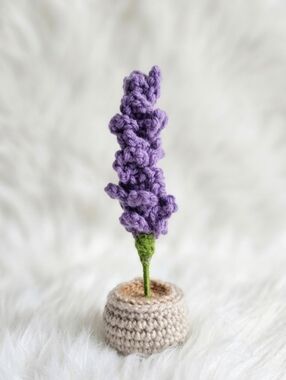 Crocheted Lavender Faux Floral Accent in Purple